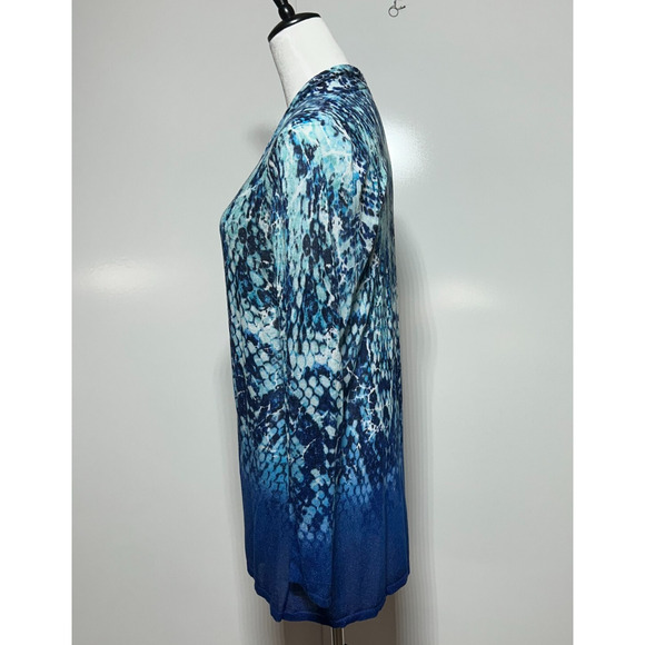 Chicos Cardigan Womens Large 2 Blue Snake Print Open Front Lightweight Sweater - Picture 5 of 11